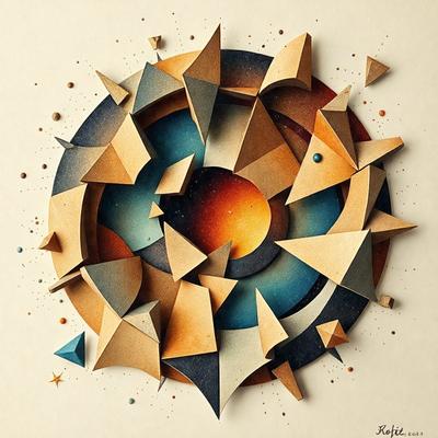 The primary subject of the image is a colorful, intricate, and detailed illustration of a planet. The setting is a space background, and the visual style is a combination of digital art and illustration. The colors and mood of the image are vibrant and lively, with a sense of wonder and exploration.